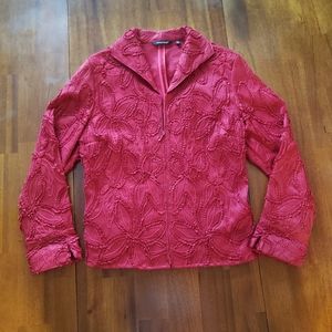 Samuel Dong Red Floral Ruffle Jacket